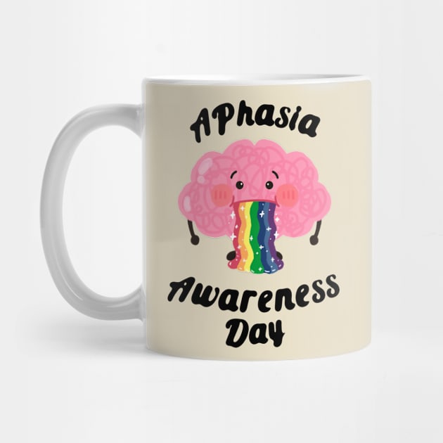 Aphasia Day of Awareness Cute Rainbow Brain by Mochabonk